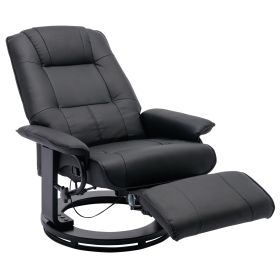 Faux Leather Manual Recliner,Adjustable Swivel Lounge Chair with Footrest,Can Rotate 360 Degrees,L-right Angle Curved Wooden Frame, Armrest and Wrappe