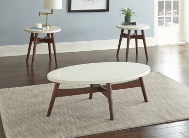 Mid-Century Modern Cocktail Table - Natural Cherry Legs, White Silverstone¬Æ Tops - Contemporary Simplicity with Classic Design