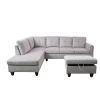Grey White Corduroy Living Room Sofa