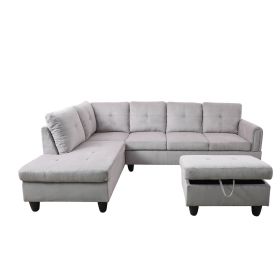 Grey White Corduroy Living Room Sofa