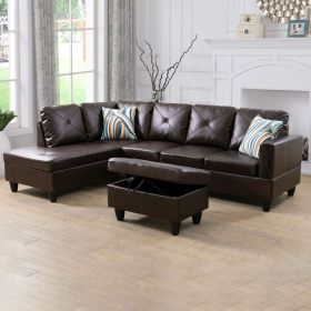 Brown Semi PU Synthetic Leather Sofa Living Room Sofa