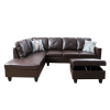 Brown Semi PU Synthetic Leather Sofa Living Room Sofa