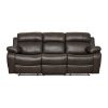Contemporary Brown Faux Leather Upholstered 1pc Double Reclining Sofa w/ Center Drop-Down Cup Holder Living Room Furniture