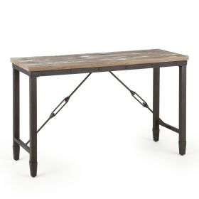 Rustic Industrial Occasional Collection - Vintage Plank-Effect Tops, Iron Metal Base - Choose from Cocktail or End Table, Perfect Blend of Style and F