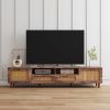 Farmhouse TV Stand Modern Wood Media Entertainment Center Console Table with 2 Doors and 2 Open Shelves