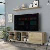 Valdivia Tv Stand for TV¬¥s up 70"; Four Open Shelves; Five Legs -Light Oak