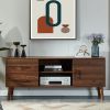 55" Mid Century TV Stand Entertainment Center, Wooden TV Console Cabinet