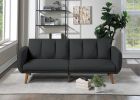 Elegant Modern Sofa Black Polyfiber 1pc Sofa Convertible Bed Wooden Legs Living Room Lounge Guest Furniture