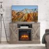 Farmhouse Classic Media TV Stand Antique Entertainment Console with 18" Electric Fireplace Insert for TV up to 50" with Open and Closed Storage Space,