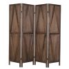 6 FT Folding Room Divider, 4-Panel Wood Privacy Screen, Portable Room Partition, Freestanding Wall Divider, Brown