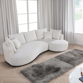 122.83" Luxury Teddy Fabric Sectional Couch, Mid-Century Modern Comfy Sofa for Living Room