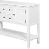 TREXM Cambridge Series Ample Storage Vintage Console Table with Four Small Drawers and Bottom Shelf for Living Rooms, Entrances and Kitchens (White, O