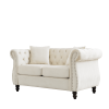 58.8" Chesterfield Sofa Beige Velvet for Living Room, 2 Seater Sofa Tufted Couch with Rolled Arms and Nailhead for Living Room, Bedroom, Office, Apart