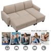 Reversible Sectional Couch with Storage Chaise L-Shaped Sofa for Apartment Sectional Set ,Sectional Sofa with Ottoman,Nailhead Textured Linen Fabric 3