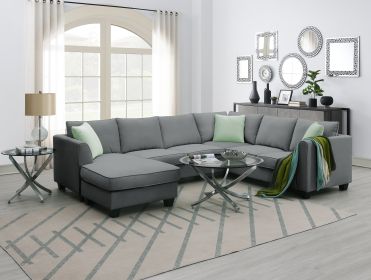 [VIDEO provided] 112*87" Sectional Sofa Couches Living Room Sets 7 Seats Modular Sectional Sofa with Ottoman L Shape Fabric Sofa Corner Couch Set with