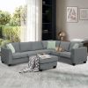 [VIDEO provided] 112*87" Sectional Sofa Couches Living Room Sets, 7 Seats Modular Sectional Sofa with Ottoman, L Shape Fabric Sofa Corner Couch Set wi