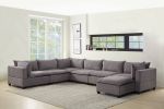 Madison Light Gray Fabric 7 Piece Modular Sectional Sofa Chaise