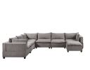 Madison Light Gray Fabric 7 Piece Modular Sectional Sofa Chaise