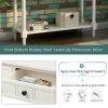 TREXM Daisy Series Console Table Traditional Design with Two Drawers and Bottom Shelf (Ivory White)