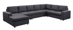 Hayden Modular Sectional Sofa with Reversible Chaise in Dark Gray Linen