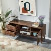55" Mid Century TV Stand Entertainment Center, Wooden TV Console Cabinet