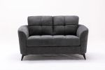 Callie Gray Velvet Fabric Sofa Loveseat Chair Living Room Set