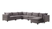 Madison Light Gray Fabric 7 Piece Modular Sectional Sofa Chaise
