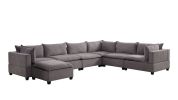Madison Light Gray Fabric 7 Piece Modular Sectional Sofa Chaise