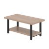 Modern furniture luxury simple style rectangular double-layer tea table wood steel light brown