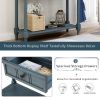 TREXM Daisy Series Console Table Traditional Design with Two Drawers and Bottom Shelf (Navy)