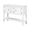 TREXM Cambridge Series Ample Storage Vintage Console Table with Four Small Drawers and Bottom Shelf for Living Rooms, Entrances and Kitchens (White, O