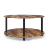 Retro-minimalist Round Coffee Table, Brown, 35.4"x35.4"x18.0"