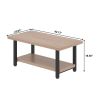 Modern furniture luxury simple style rectangular double-layer tea table wood steel light brown