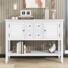 TREXM Cambridge Series Ample Storage Vintage Console Table with Four Small Drawers and Bottom Shelf for Living Rooms, Entrances and Kitchens (White, O