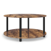 Retro-minimalist Round Coffee Table, Brown, 35.4"x35.4"x18.0"