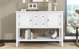 TREXM Cambridge Series Ample Storage Vintage Console Table with Four Small Drawers and Bottom Shelf for Living Rooms, Entrances and Kitchens (White, O