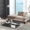 64" Deep Tufted Upholstered Textured Fabric Chaise Lounge,Toss Pillow included,Living room Bedroom Use,Warm Gray