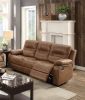 1pc Motion Sofa Only Dark Brown Color Breathable Leatherette Leatherette 3-Seat Couch Plush Armrest Cushion Seating Relax Living Room Furniture