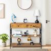 3 Tier Console Table for Entryway with Drawer and 2 Open Storage; Industrial Sofa Table with Storage for Living Room; Narrow Console Table with X Desi