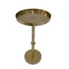 Ara 12 Inch Side End Table, Vintage Sleek Pillar Base, Round Tray Top, Oxidized Antique Brass