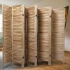 Sycamore wood 8 Panel Screen Folding Louvered Room Divider - light burn