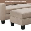 Reversible Sectional Couch with Storage Chaise L-Shaped Sofa for Apartment Sectional Set ,Sectional Sofa with Ottoman,Nailhead Textured Linen Fabric 3