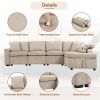 109.8"L-shaped Couch Sectional Sofa with Storage Chaise,Cup Holder and USB Ports for Living Room, Beige