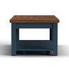Bridgevine Home Nantucket 14 inch Chairside Table, No Assembly Required, Blue Denim and Whiskey Finish