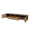 Farmhouse TV Stand Modern Wood Media Entertainment Center Console Table with 2 Doors and 2 Open Shelves