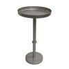 Ara 12 Inch Side End Table, Vintage Sleek Pillar Base, Round Tray Top, Matte Nickel Finish