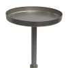 Ara 12 Inch Side End Table, Vintage Sleek Pillar Base, Round Tray Top, Matte Nickel Finish