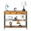 3 Tier Console Table for Entryway with Drawer and 2 Open Storage; Industrial Sofa Table with Storage for Living Room; Narrow Console Table with X Desi