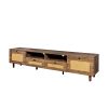 Farmhouse TV Stand Modern Wood Media Entertainment Center Console Table with 2 Doors and 2 Open Shelves
