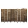 Sycamore wood 8 Panel Screen Folding Louvered Room Divider - brown